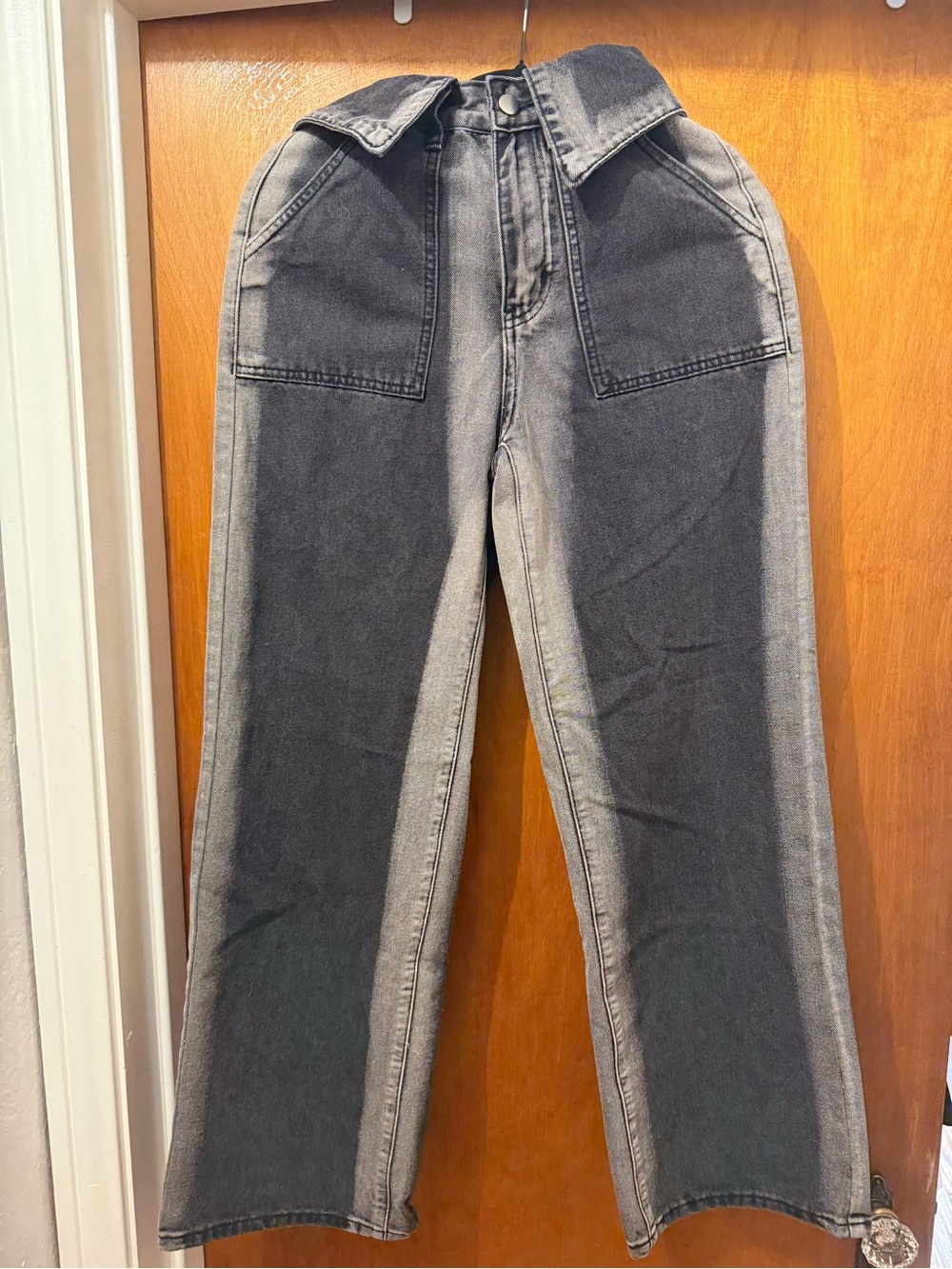 Two-Tone Black and Gray High-Waist Jeans